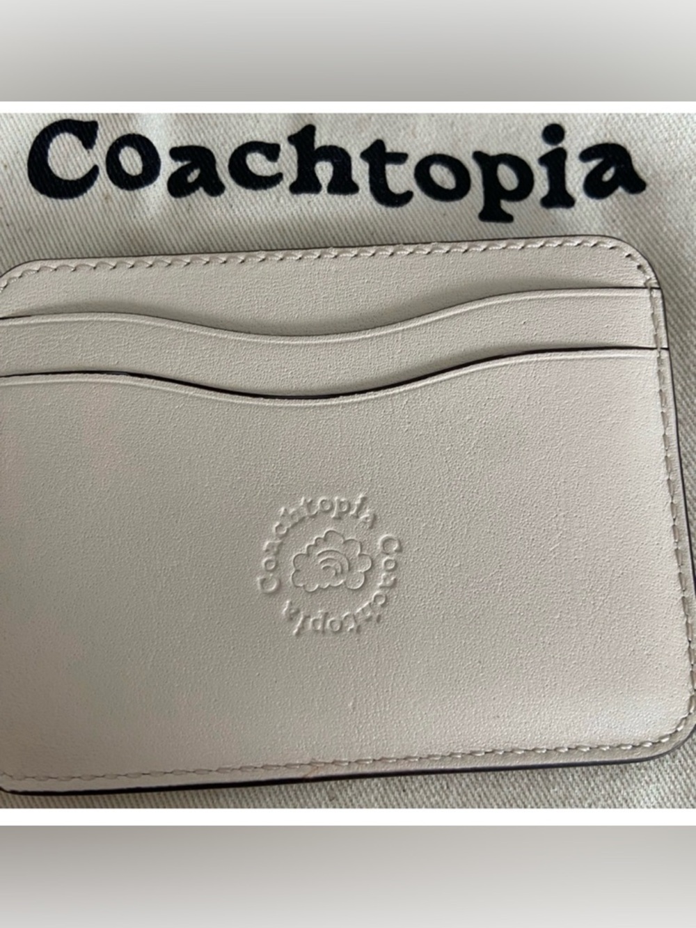 Coach Cream Card Case with Red Cherry Print NWT - Picture 2 of 3